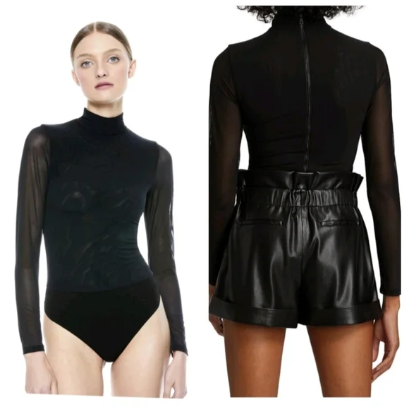 Alice + Olivia Clarinda Turtleneck Long Sleeve Bodysuit Size XL NWT $395 - Picture 2 of 16